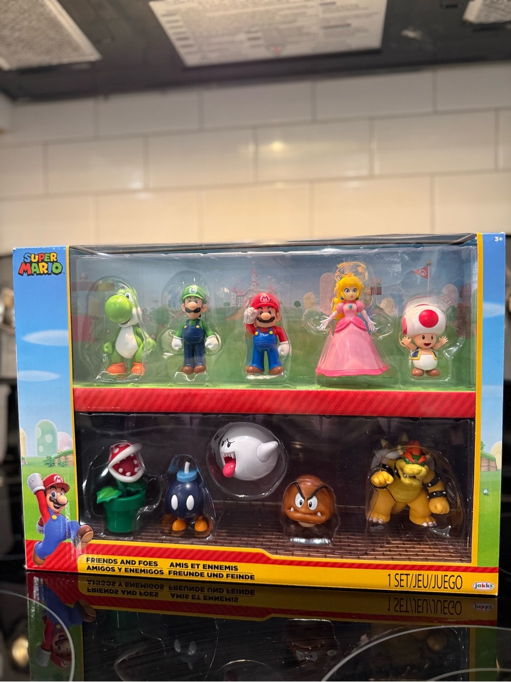 Super Mario Figure Pack with Green Yoshi, Red Mario & Pink Peach